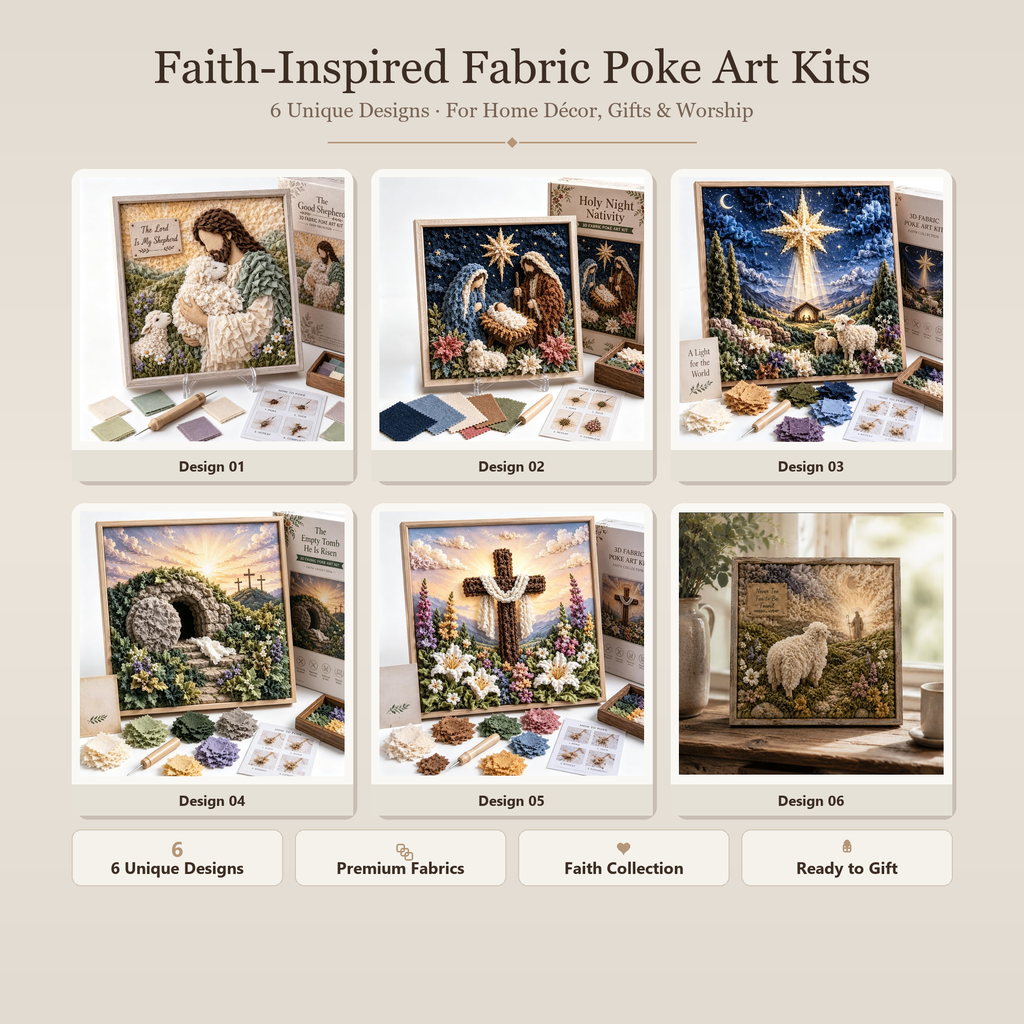 3D Christian Fabric Poke Art Kit — No-Sew DIY Craft with Display Stand